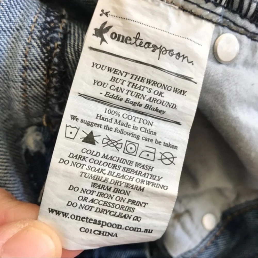 ONE TEASPOON Awesome Baggies Distressed Ripped Tapered Leg Denim Jeans Size 24